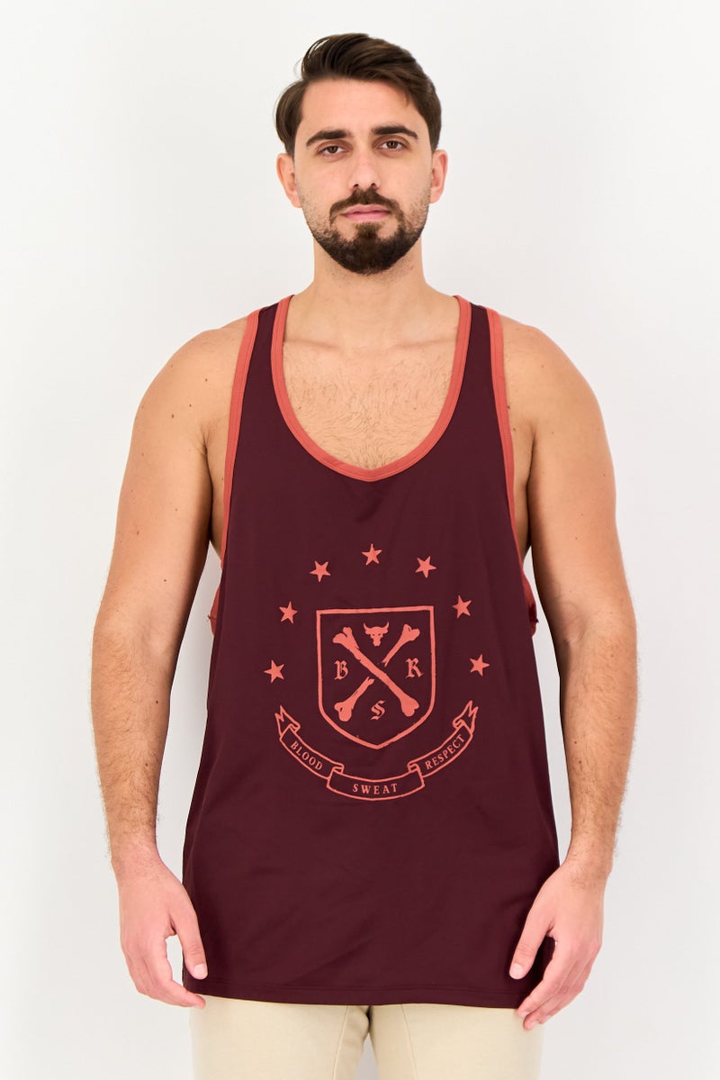 UNDER ARMOUR Men Dwayne Johnson Loose Fit Sleeveless Training Top, Maroon - Image 1