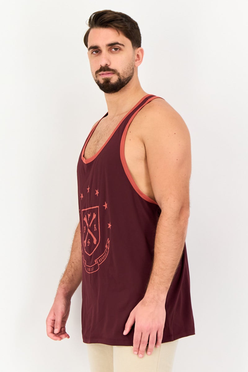 UNDER ARMOUR Men Dwayne Johnson Loose Fit Sleeveless Training Top, Maroon - Image 2
