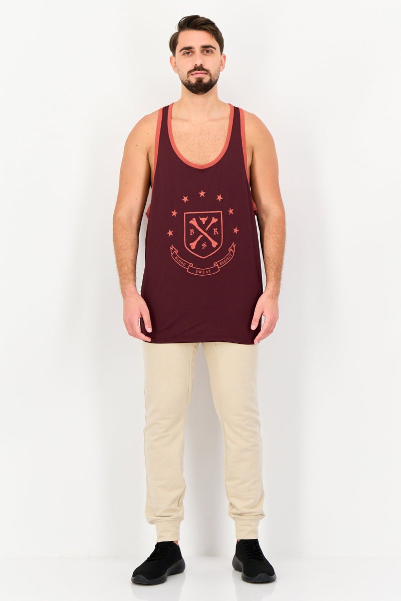 UNDER ARMOUR Men Dwayne Johnson Loose Fit Sleeveless Training Top, Maroon - Image 4