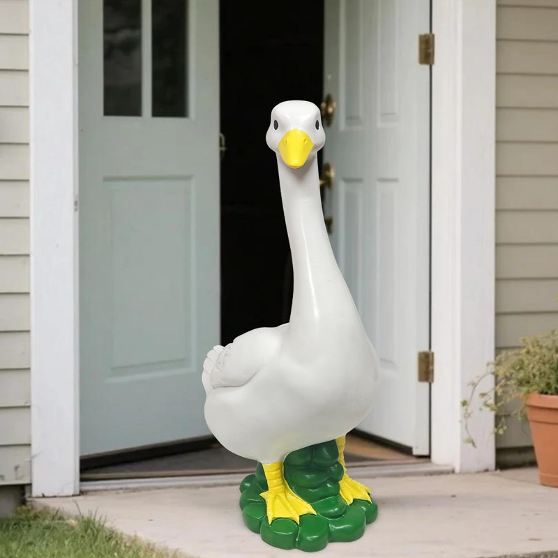 ASDFG Porch Goose Garden Decor Statues - Large White Yard Goose Statue Resin Duck Sculpture 20" High Lawn Goose Front Porch Goode Home Decorations Housewarming Birthday Gifts for Mom Women - Image 1