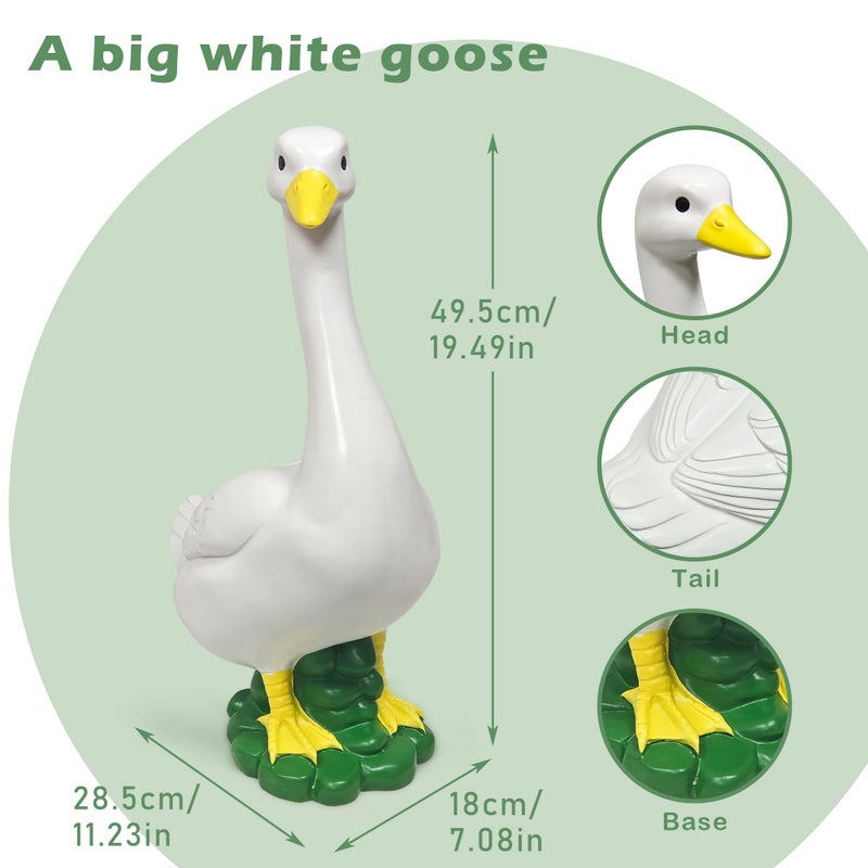 ASDFG Porch Goose Garden Decor Statues - Large White Yard Goose Statue Resin Duck Sculpture 20" High Lawn Goose Front Porch Goode Home Decorations Housewarming Birthday Gifts for Mom Women - Image 2