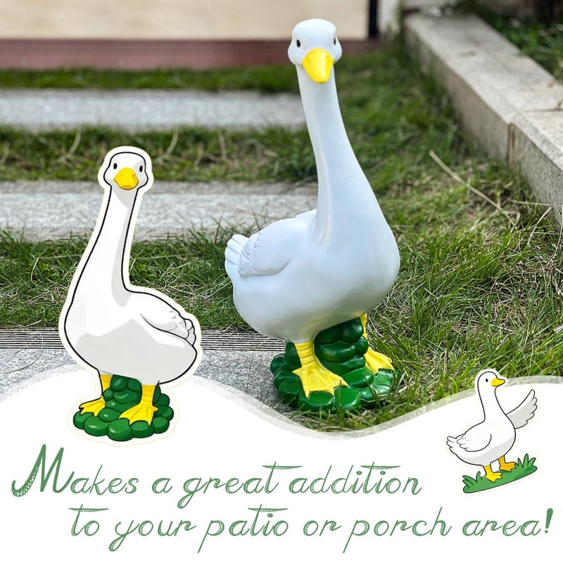 ASDFG Porch Goose Garden Decor Statues - Large White Yard Goose Statue Resin Duck Sculpture 20" High Lawn Goose Front Porch Goode Home Decorations Housewarming Birthday Gifts for Mom Women - Image 4