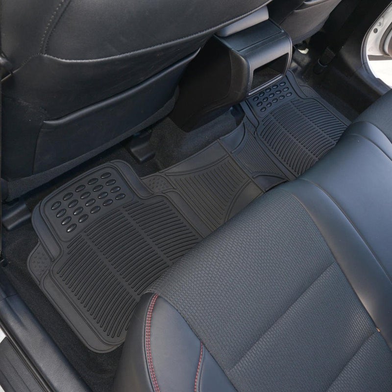 BDK Heavy Duty Rugged Ridged Complementary Rubber Rear Floor Mats Liners, All Weather Protection, Designed for Trucks Cars Sedan SUV - Image 2