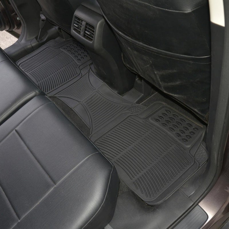 BDK Heavy Duty Rugged Ridged Complementary Rubber Rear Floor Mats Liners, All Weather Protection, Designed for Trucks Cars Sedan SUV - Image 5