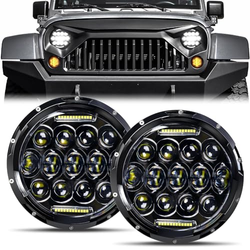 Aaiwa LED Headlight for Wrangler, 7" Round LED Headlights 105W Headlight with Daytime Running Light High/Low Beam compatible with Wrangler 1997-2017 JK TJ LJ Motorcycle 2PCS - Image 1