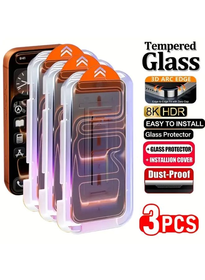 3Pcs Tempered Glass Screen Protector For iPhone 15 Plus HD Clarity Oleophobic Coating Dust Free Scratch Resistant Easy Installation Full Coverage - Image 1