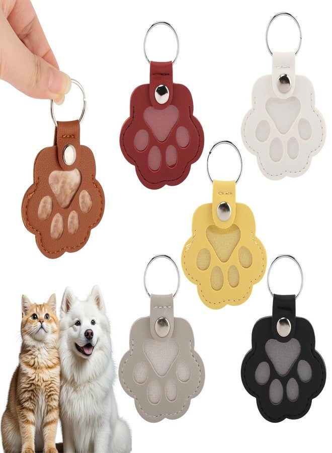YOSINXU 6 Pcs Pet Hair Storage Keychain, Portable Leather Paw Keychain, Dog Hair Keepsake Keyring, Memorial Gifts for Pet Lovers - Image 1