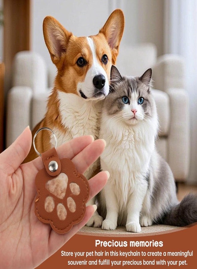 YOSINXU 6 Pcs Pet Hair Storage Keychain, Portable Leather Paw Keychain, Dog Hair Keepsake Keyring, Memorial Gifts for Pet Lovers - Image 4