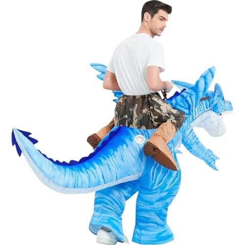 GOOSH Inflatable Dinosaur Costume Adults Halloween Blow up Costumes for Man Women 72IN Funny Riding Ice Dragon Air Costume for Party Cosplay - Image 5
