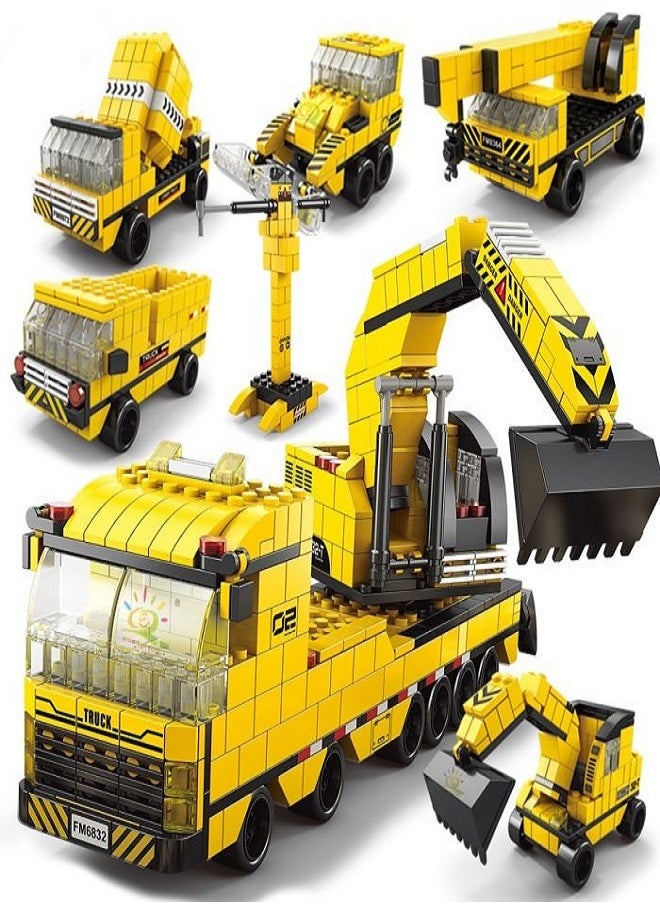 ماركة غير محددة - 6 in 1, Building Blocks Set and Gift Handle Toy, Car Engineer Truck, Trolley Holder 1000pcs - Image 1