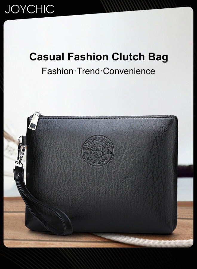 Joychic حقيبة مظروف متعددة الوظائف للرجال حقيبة كلاتش جلد PU ناعم مقاوم للماء ومتين حقيبة هاتف محمول بسعة كبيرة محفظة سوداء - Image 2