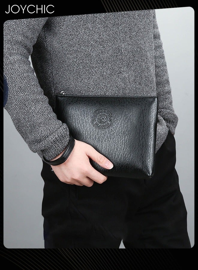 Joychic حقيبة مظروف متعددة الوظائف للرجال حقيبة كلاتش جلد PU ناعم مقاوم للماء ومتين حقيبة هاتف محمول بسعة كبيرة محفظة سوداء - Image 1