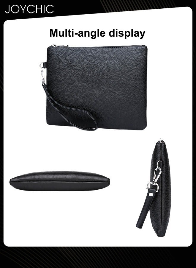 Joychic حقيبة مظروف متعددة الوظائف للرجال حقيبة كلاتش جلد PU ناعم مقاوم للماء ومتين حقيبة هاتف محمول بسعة كبيرة محفظة سوداء - Image 4