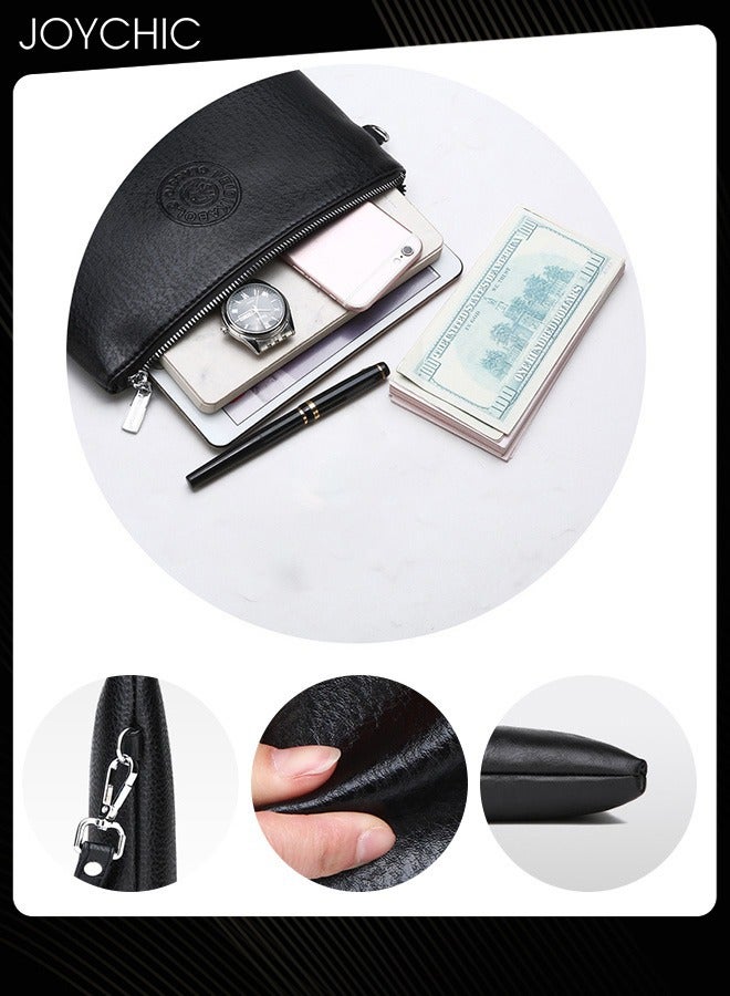 Joychic حقيبة مظروف متعددة الوظائف للرجال حقيبة كلاتش جلد PU ناعم مقاوم للماء ومتين حقيبة هاتف محمول بسعة كبيرة محفظة سوداء - Image 3