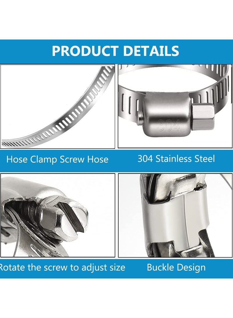 SANMUGEED 16-25mm Stainless Steel Hose Clips, 12PCS Worm Gear Hose Clamps Pipe Clamp Jubilee Clips, Duct Clamp Fuel Line Clamp for Plumbing Automotive Pool Car Pond and Garden - Image 4