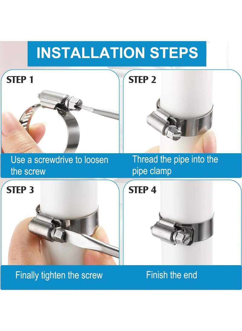 SANMUGEED 16-25mm Stainless Steel Hose Clips, 12PCS Worm Gear Hose Clamps Pipe Clamp Jubilee Clips, Duct Clamp Fuel Line Clamp for Plumbing Automotive Pool Car Pond and Garden - Image 5
