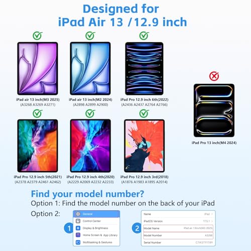 FUWANG Touch Keyboard Case for iPad Air 13 inch (M3 2025/M2 2024) and iPad Pro 12.9 6th 5th 4th 3rd Gen, 360° Swivel 7 Colors Backlit for iPad Air 13 inch Case Keyboard with Multi-Touch Trackpad,Blue - Image 2