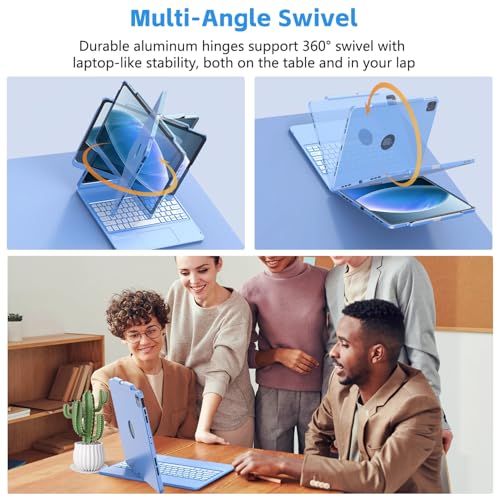 FUWANG Touch Keyboard Case for iPad Air 13 inch (M3 2025/M2 2024) and iPad Pro 12.9 6th 5th 4th 3rd Gen, 360° Swivel 7 Colors Backlit for iPad Air 13 inch Case Keyboard with Multi-Touch Trackpad,Blue - Image 5