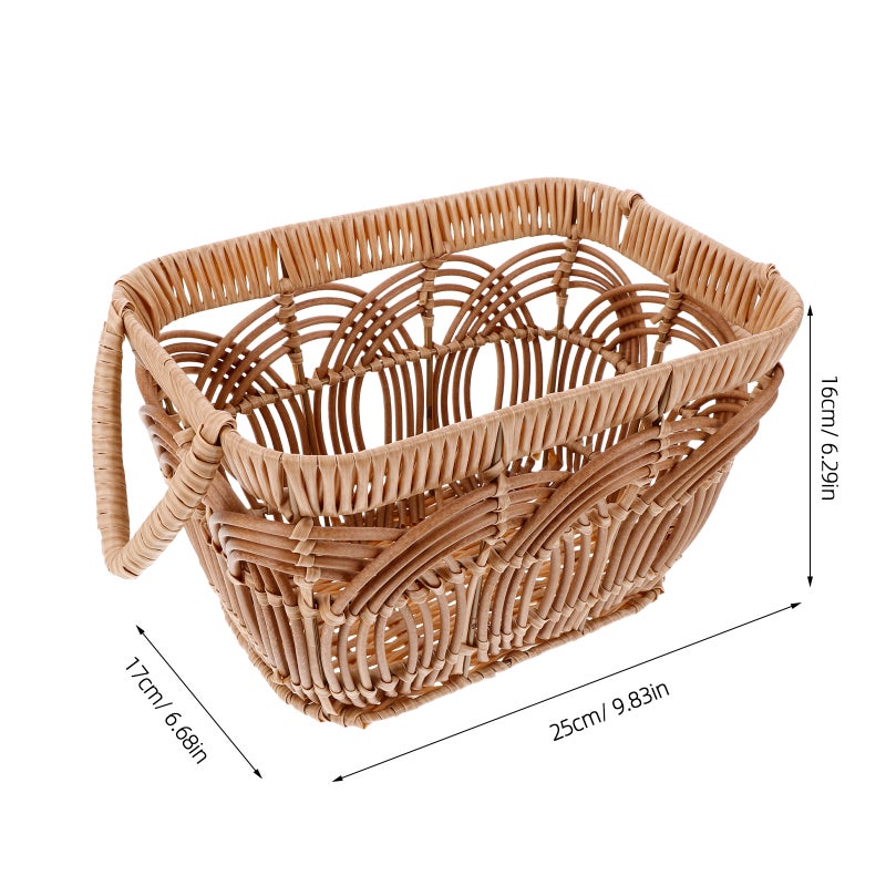 Rattan Flower Basket Handmade Wicker Planter Tray With Handle Woven Storage Basket For Home Wedding Garden Decoration Brown - Image 3
