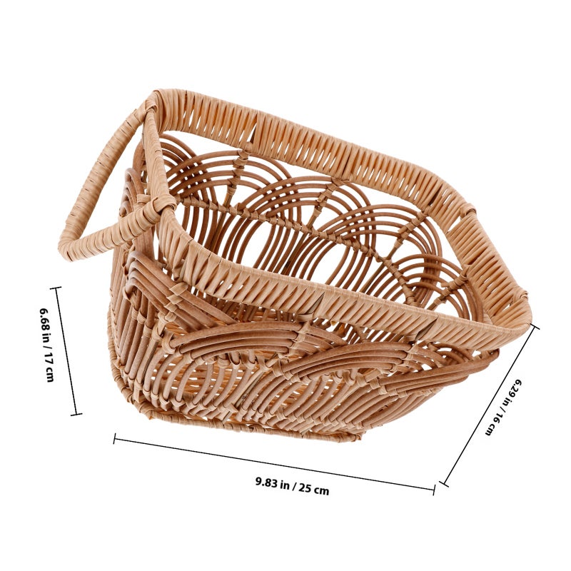 Rattan Flower Basket Handmade Wicker Planter Tray With Handle Woven Storage Basket For Home Wedding Garden Decoration Brown - Image 2