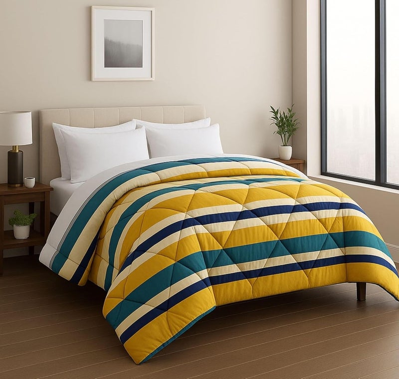 VAS COLLECTIONS Cloud Cotton Reversible AC Comforter for Double Bed | Super Soft 220 GSM Quilt/Duvet/Dohar | Lightweight All-Season Comforter | 88 x 90 Inches (1 Piece) (Sea Green, Orange) - Image 1