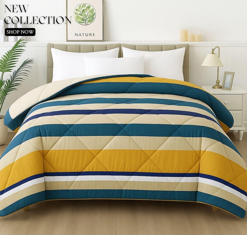 VAS COLLECTIONS Cloud Cotton Reversible AC Comforter for Double Bed | Super Soft 220 GSM Quilt/Duvet/Dohar | Lightweight All-Season Comforter | 88 x 90 Inches (1 Piece) (Sea Green, Orange) - Image 5