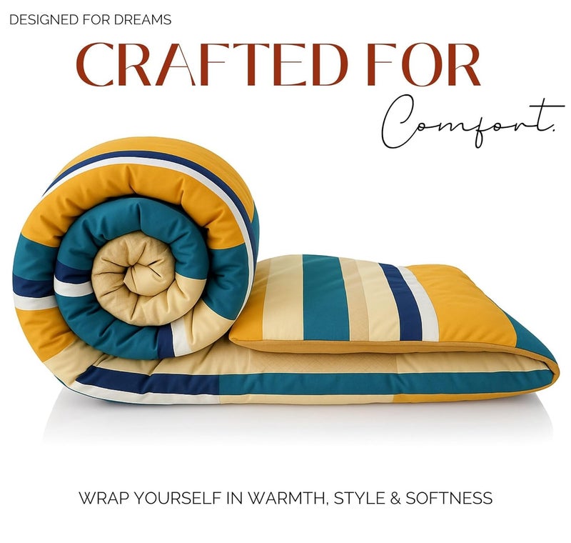 VAS COLLECTIONS Cloud Cotton Reversible AC Comforter for Double Bed | Super Soft 220 GSM Quilt/Duvet/Dohar | Lightweight All-Season Comforter | 88 x 90 Inches (1 Piece) (Sea Green, Orange) - Image 4