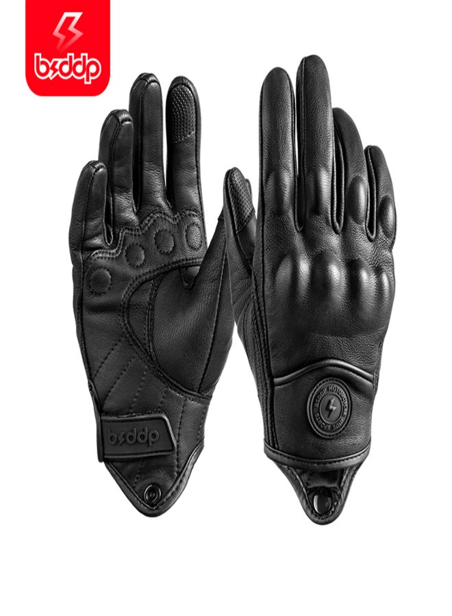 BSDDP Motorcycle Premium Leather Gloves Men's Motorcycle Street Protected Biker Gloves Impact Antiskid Sensitive Touch Screen - Image 1