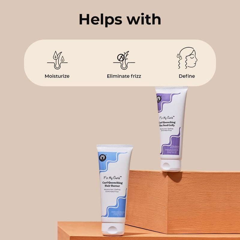 Fix My Curls مجموعة ترطيب وتصفيف الشعر المجعد Fix My Curls مع مُنشط تجعيد الشعر مع شيا وصبار خالية من السيليكون 100 جرام لكل منهما - Image 5
