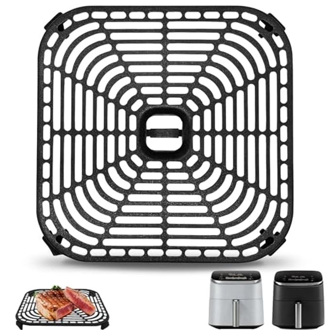 Air Fryer Grill Pan for COSORI Air Fryer TurboBlaze 6 QT, Non-Stick 8.9*8.9Square Air Fryer Rack Replacement Parts Accessories Grill Plate Crisper Plate Tray with Rubber Bumpers, Dishwasher Safe