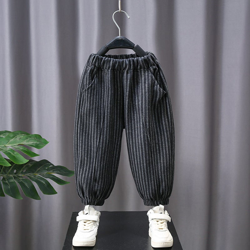 Boys' Spring Outfit Stylish Children'S Striped Sweatshirt Two-Piece Set For , Cool Baby Clothes - Image 4