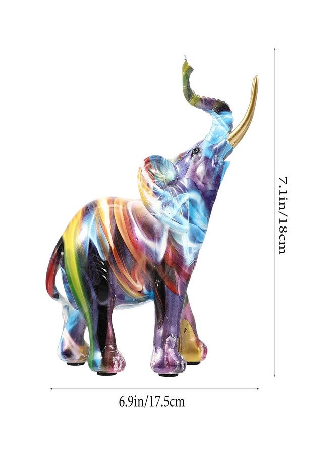 BESPORTBLE Graffiti Elephant Figurine: Colorful Graffiti Art Elephant Decor Large Figurines Statue Modern Art Animal Sculpture Feng Shui Desktop Decoration for Bedroom Living Decor - Image 3