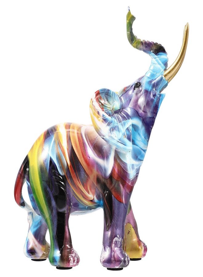 BESPORTBLE Graffiti Elephant Figurine: Colorful Graffiti Art Elephant Decor Large Figurines Statue Modern Art Animal Sculpture Feng Shui Desktop Decoration for Bedroom Living Decor - Image 1