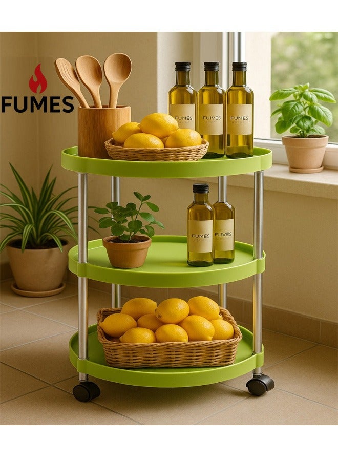 FUMES Multi-Tier Round Kitchen Storage Cart with Wheels. - Image 2