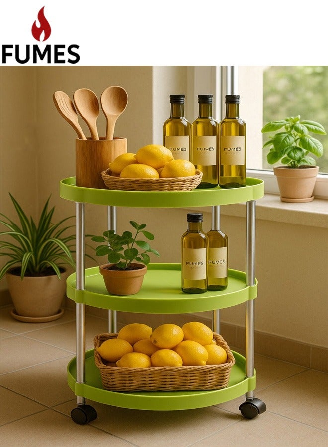 FUMES Multi-Tier Round Kitchen Storage Cart with Wheels. - Image 1