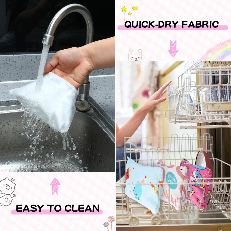 Shappy 6 Pack Reusable Snack Bags Reusable Food Storage for Kids with Zipper Food Safety Washable Lunch Bag Kids Adults Food Storage Pouch Sandwich Bags Dual Layer Bags (6. 9 x 3. 7 Inch) - Image 3