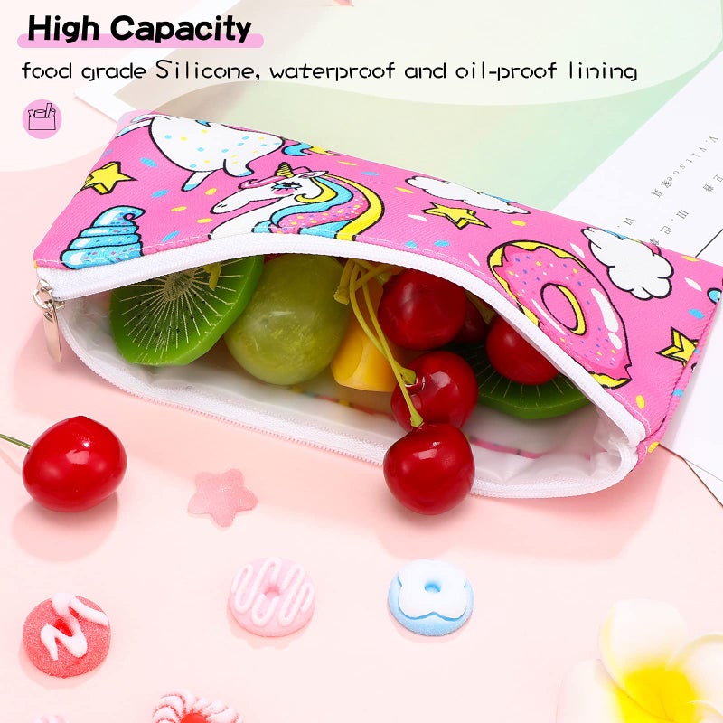 Shappy 6 Pack Reusable Snack Bags Reusable Food Storage for Kids with Zipper Food Safety Washable Lunch Bag Kids Adults Food Storage Pouch Sandwich Bags Dual Layer Bags (6. 9 x 3. 7 Inch) - Image 5