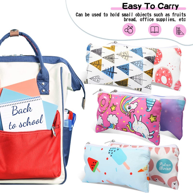 Shappy 6 Pack Reusable Snack Bags Reusable Food Storage for Kids with Zipper Food Safety Washable Lunch Bag Kids Adults Food Storage Pouch Sandwich Bags Dual Layer Bags (6. 9 x 3. 7 Inch) - Image 4