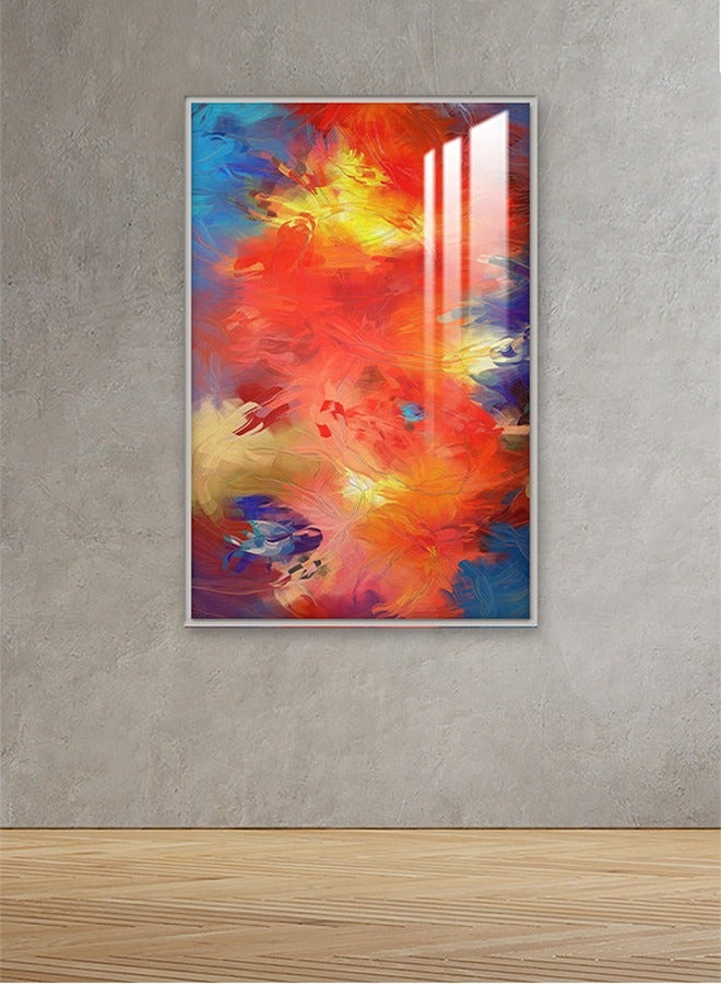 ماركتنا لوحة جدارية120×80سم مع برواز فضي وطبقة اكريلك شفاف بتصميم تجريدي - Image 1