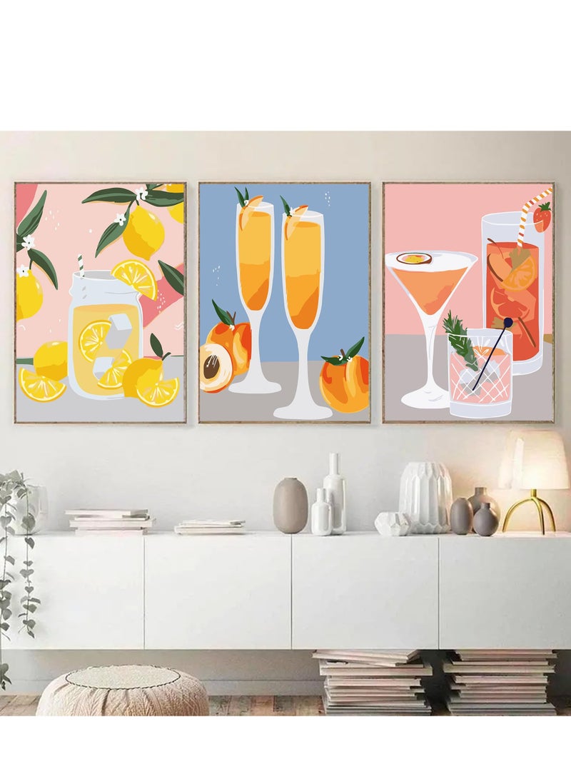 Barakah 6 Pack Paint by Numbers Kit for Adults & Beginners, DIY Acrylic Painting on Canvas Without Frame, Cocktail Design for Home Wall Decor 7.8x11.8 inch - Image 2