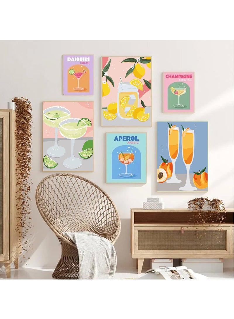 Barakah 6 Pack Paint by Numbers Kit for Adults & Beginners, DIY Acrylic Painting on Canvas Without Frame, Cocktail Design for Home Wall Decor 7.8x11.8 inch - Image 4