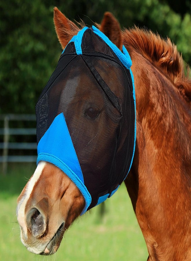 Hilltown Fly Masks for Horses Without Ears - Breathable Mesh, Large Eye Space, UV-Block, Built to Last, Comfort Fit - Horse Fly Mask for Grazing, Hot Weather Riding & Daily Use - Pony, Blue - Image 1
