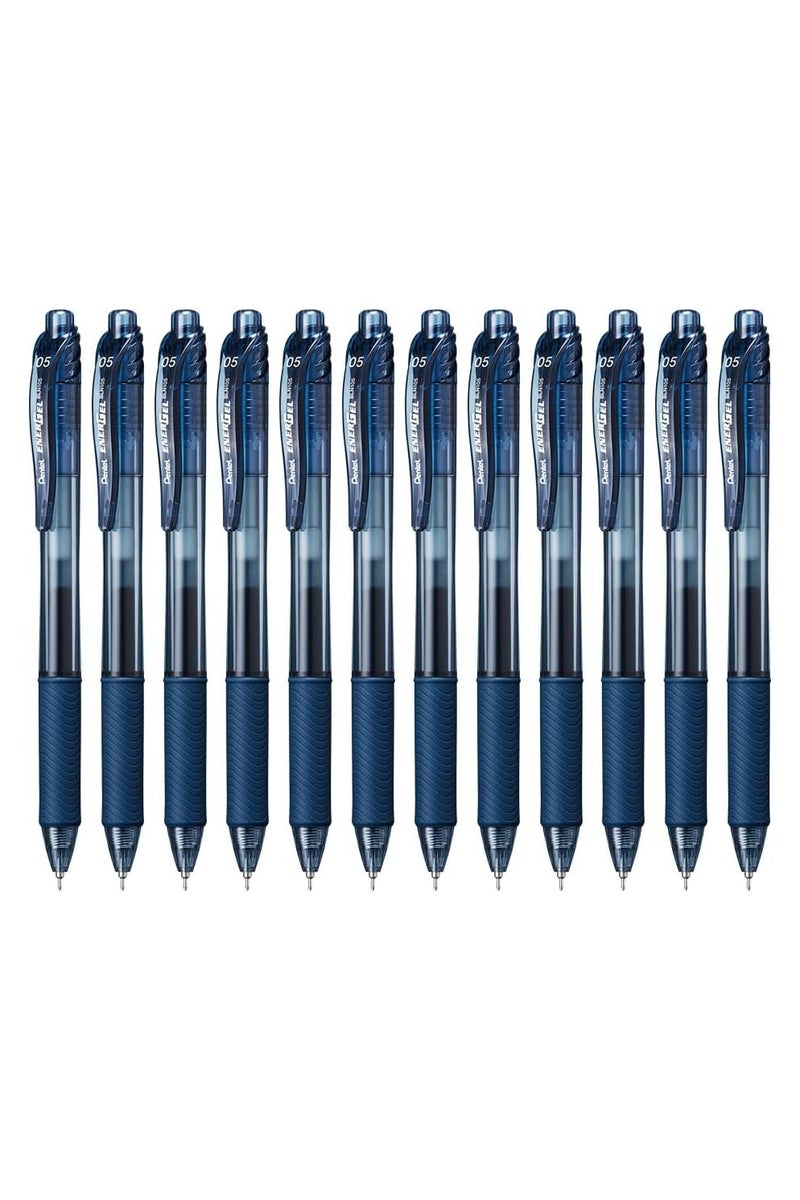 Pentel EnerGel X Retractable Liquid Gel Roller, 0.5mm Fine Point Size, Navy Blue, Box of 12 - BLN105-CA - Image 1
