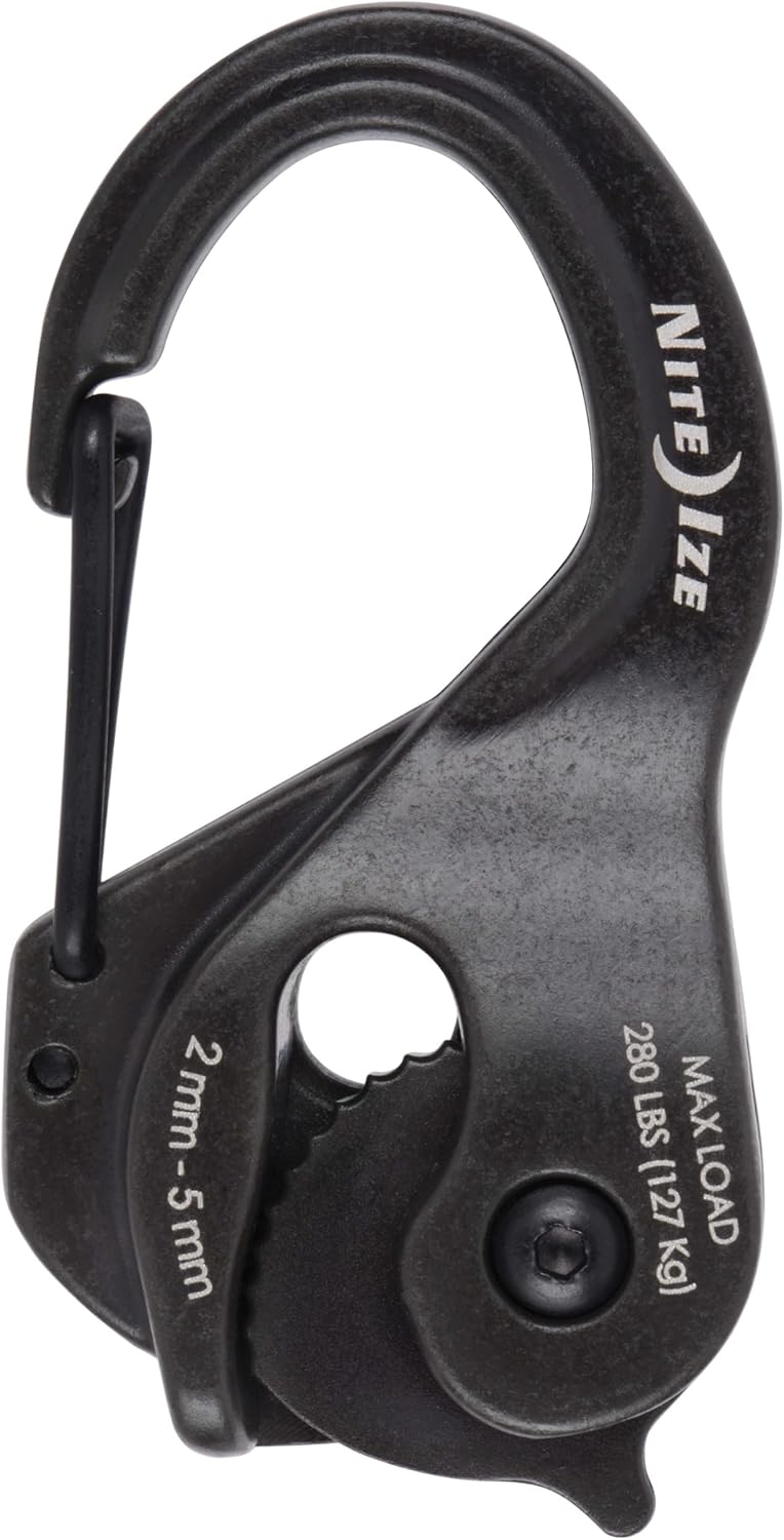 NiteIze CamJam XT Aluminum Rope Tightener - Versatile Tie Down Cam Mechanism with Carabiner Clip - Secure Hiking Gear Essential - Rope Tie Down Accessory - Black/Coyote - Image 1