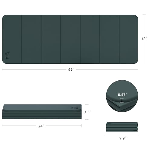WEILA 1/2 Inch Extra Thick Yoga Mat Pilates Equipment, 70"x24" Odorless Workout Mats for Home Gym, Non-slip Exercise Mats for Women Men Home Workout, Foldable Yoga Mats for Travel Camping Sleeping(Avocado) - Image 2