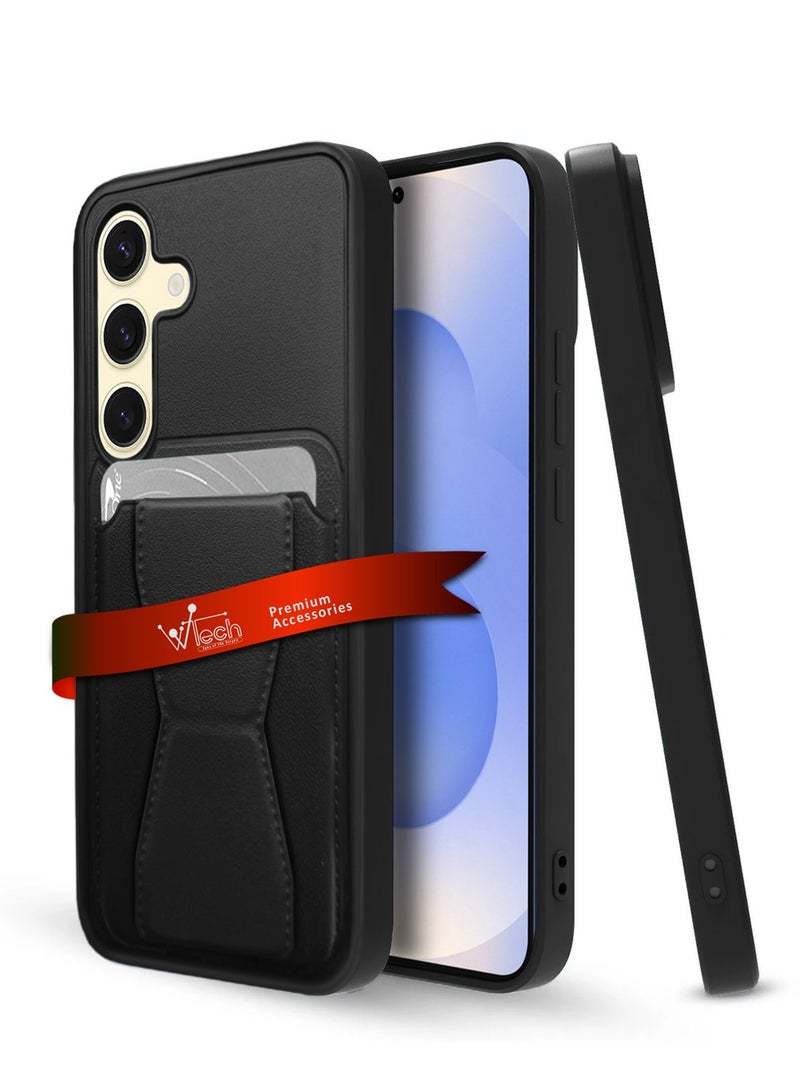 Wtech Samsung Galaxy S25 Plus / S25+ 5G 2025 Silicone TPU with Card Holder Case Cover - Black - Image 1