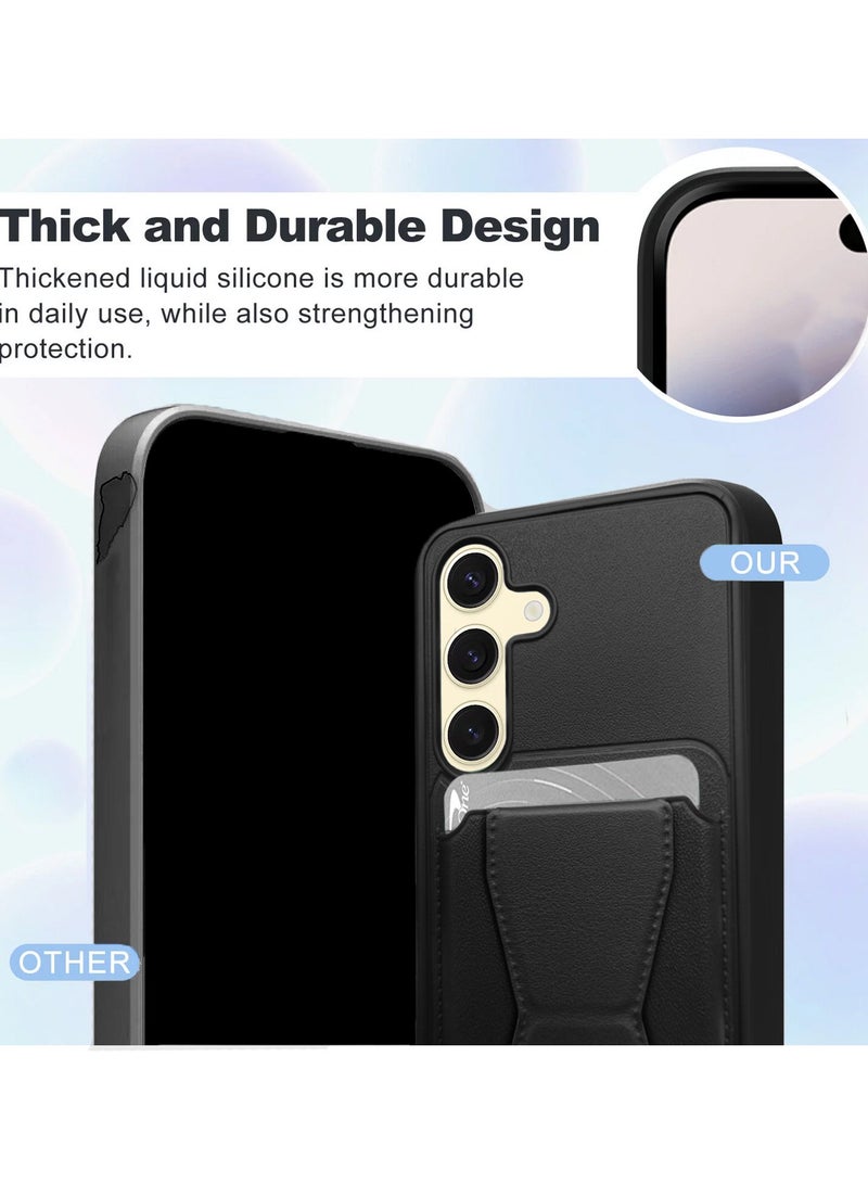 Wtech Samsung Galaxy S25 Plus / S25+ 5G 2025 Silicone TPU with Card Holder Case Cover - Black - Image 2