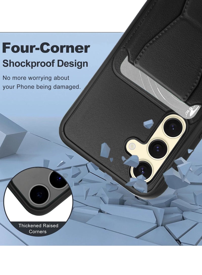 Wtech Samsung Galaxy S25 Plus / S25+ 5G 2025 Silicone TPU with Card Holder Case Cover - Black - Image 3