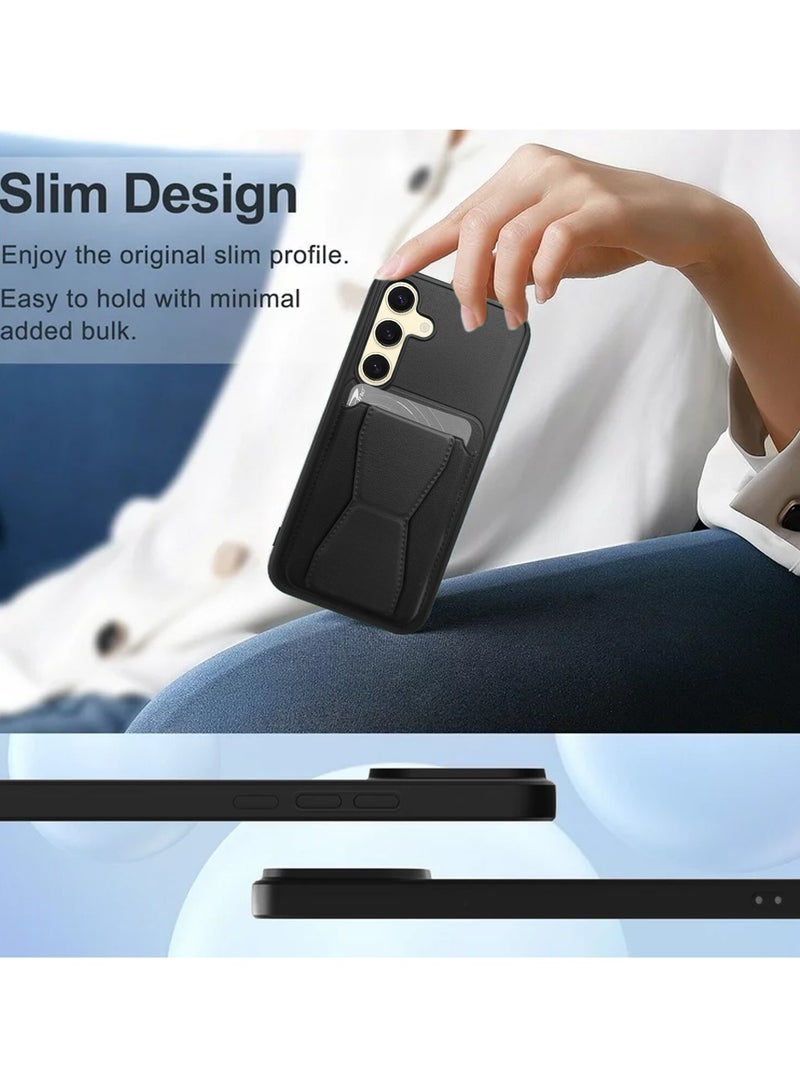 Wtech Samsung Galaxy S25 Plus / S25+ 5G 2025 Silicone TPU with Card Holder Case Cover - Black - Image 4