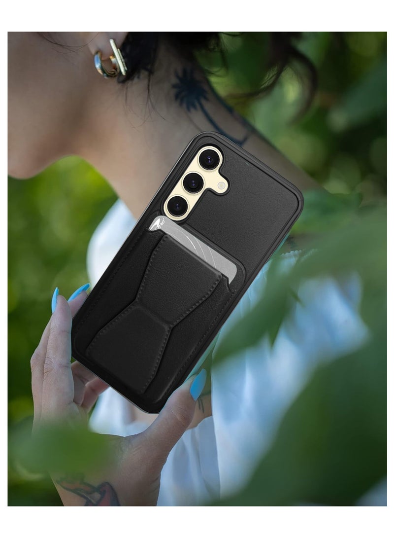 Wtech Samsung Galaxy S25 Plus / S25+ 5G 2025 Silicone TPU with Card Holder Case Cover - Black - Image 5